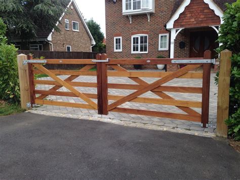 Hardwood field gates. Double entrance gate made from Iroko wood. Classic design using a ...