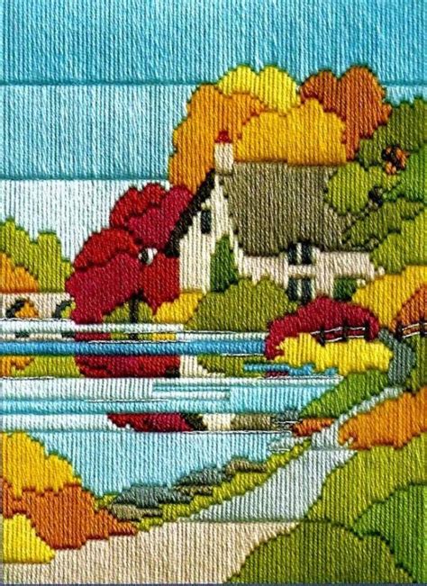 Derwentwater Designs Long Stitch Kit - Seasons, Autumn Walk, Trees, Lake - Stitching Crafts for All