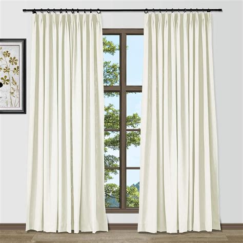 TWOPAGES Window Treatment Drapes Extra Long Solid Pinch Pleated Curtains for Kitchen ...