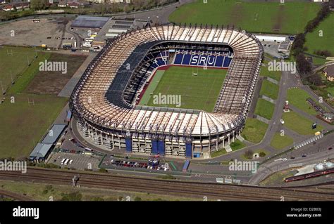 Aerial view of Murrayfield Rugby Stadium in Edinburgh, home of the ...