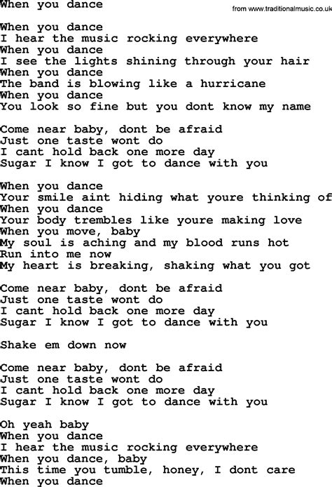 Bruce Springsteen song: When You Dance, lyrics