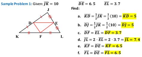 Triangle Midsegment Theorem Sample Problem 1 ⋆ GeometryCoach.com