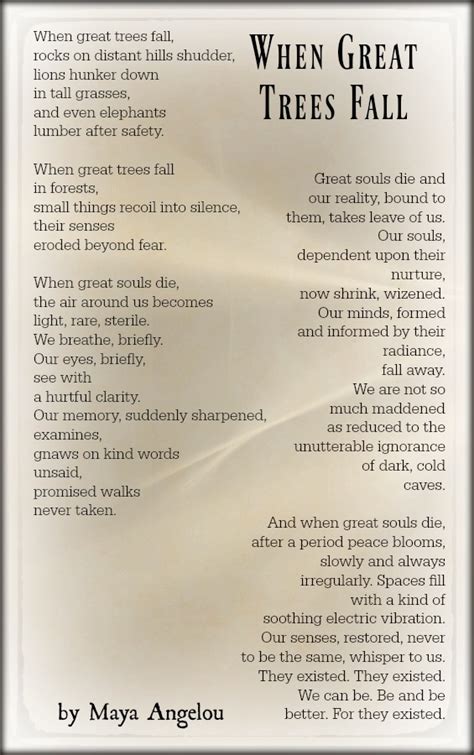 When Great Trees Fall-Maya Angelou | Poems About Death And The Future