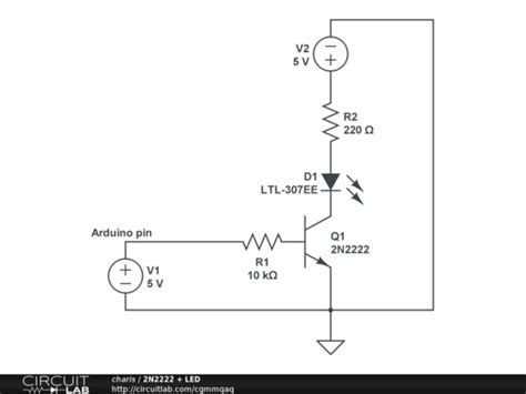 2N2222 + LED - CircuitLab