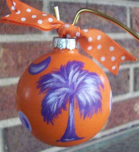 Hand Painted Clemson South Carolina Orange and Purple Glass Christmas ...