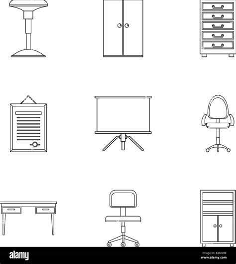 Office furniture icons set, outline style Stock Vector Image & Art - Alamy