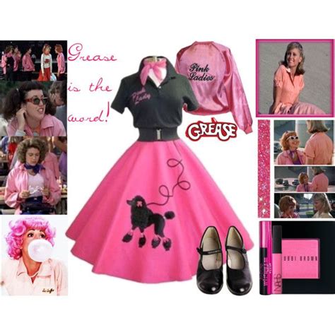 "Pink Ladies (Grease)" by pinky44 on Polyvore Pink Lady Costume, 50s Costume, Wolf Costume ...