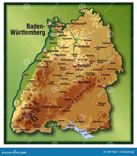 Map of Baden-Wuerttemberg stock illustration. Illustration of karlsruhe ...