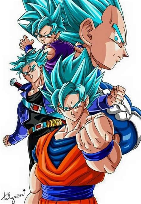 Goku, Trunks, Vegeta, and Gohan SSGSS Anime Naruto, Manga Anime, Dragon Ball Z, Dragon Ball ...