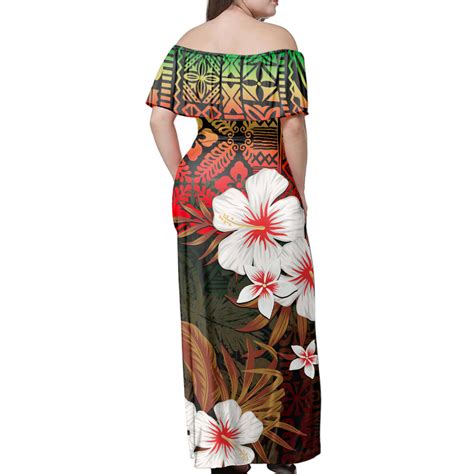 Hawaii Woman Off Shoulder Long Dress Turtle Style