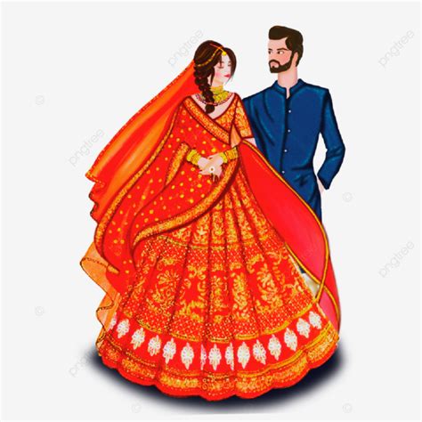 Traditional Bride In Red With Groom, Indian Hindu Wedding Festival ...