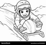 Cartoon skier On A Snowmobile For coloring Book Vector Image sketch template