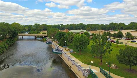 Aerial Drone Photos of Elkhart Riverwalk at Jackson Boulevard, Elkhart IN