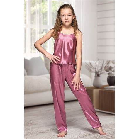 Soft Luxurious Girl Silk Satin Girls satin Pyjama Set Sleepwear ...