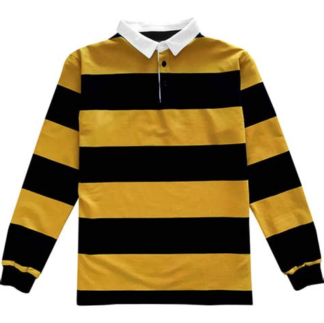 Black and Yellow Comfortable Stretch Striped Mens Rugby Shirt – KINGS OF NY