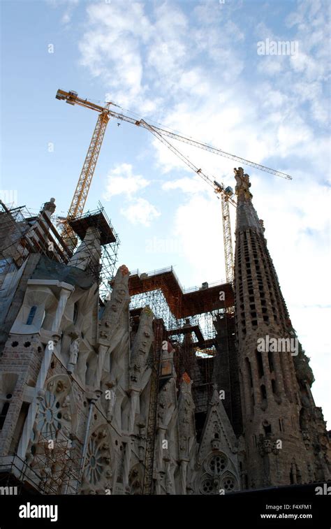 Towers of the famous Church of Sagrada Familia in Barcelona (Catalunya ...