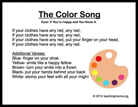 10 Preschool Songs About Colors | Preschool songs, Kindergarten songs, Classroom songs