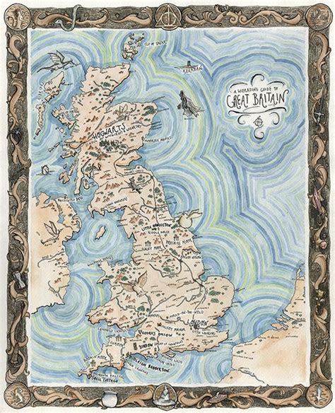 A Wizarding Guide to Great Britain Map from Broke Friends in 2021 | Map of britain, Map of great ...