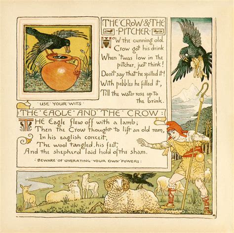 Art Prints of Crow & the Pitcher & Eagle & the Crow, Aesop's Fables