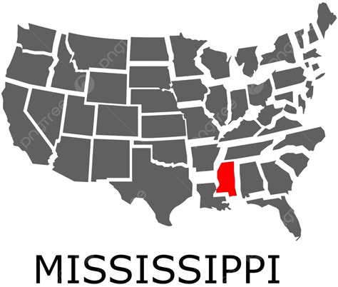 Estado De Mississippi En El Mapa De Estados Unidos Borde Del Mapa ...