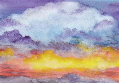 Sunset. Abstract watercolor background Drawing by Elena Sysoeva