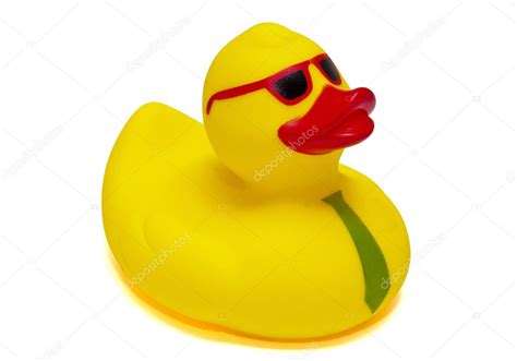 Rubber ducky with glasses | Yellow rubber duck with glasses on white background – Stock ...