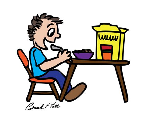 Copyright-free cartoon drawing of kid eating cereal | Flickr