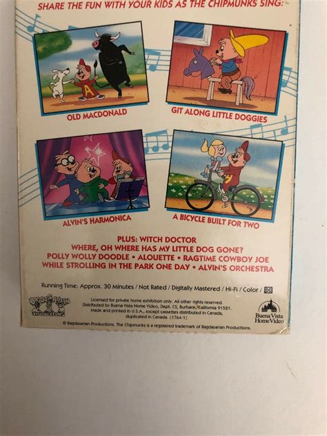 Alvin and the Chipmunks Sing-Alongs Ragtime Cowboy Joe VHS TESTED RARE SHIPN24HR - VHS Tapes