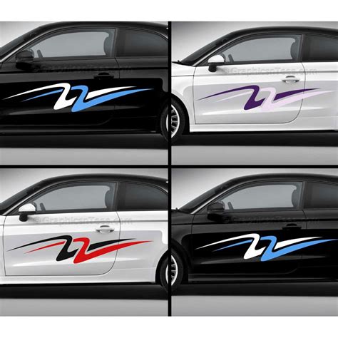 Custom Car Stickers, Vinyl Graphic Side Stripe Decals - Double Swoosh in 2 Colours