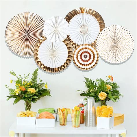 MioParty™: Gold Paper Fan Decoration Set Party Paper Fans for Birthday ...