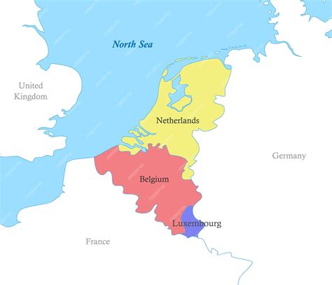 Premium Vector | Map of Benelux with borders of the countries