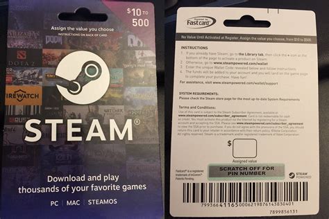 New Steam Wallet cards now with variable amount between $10 and $500. I ...