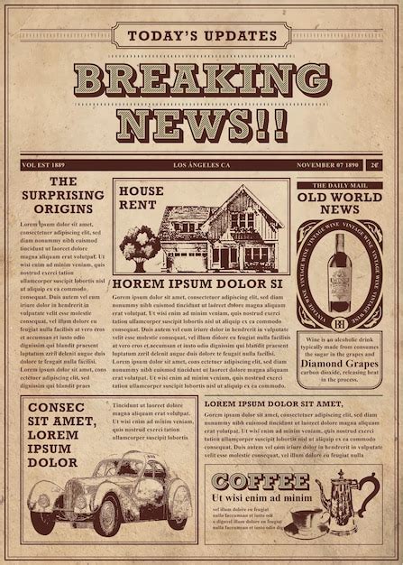 Premium Vector | Vintage newspaper with House Wine Car Pattern