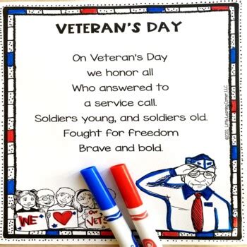 Veterans Day - Poem for Kids by Little Learning Corner | TPT