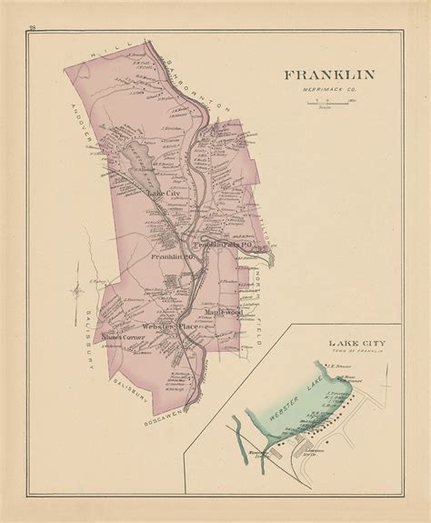 FRANKLIN, New Hampshire 1892 Map,