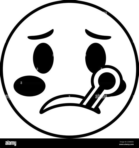 sick emoji face with thermometer classic line style icon vector illustration design Stock Vector ...