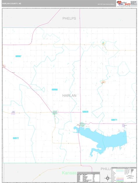 Harlan County, NE Wall Map Premium Style by MarketMAPS