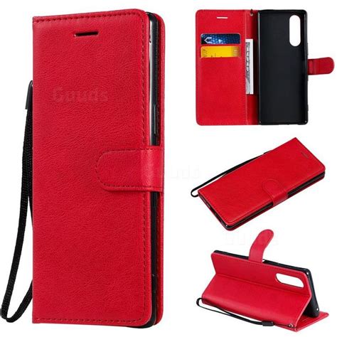 Retro Greek Classic Smooth PU Leather Wallet Phone Case for Sony Xperia 5 - Red - Sony Xperia 5 ...