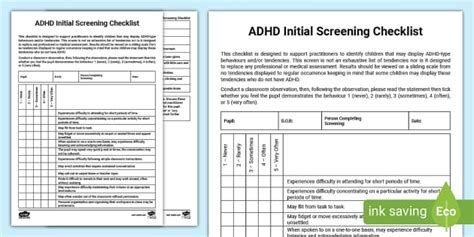 ADHD Checklist | ADHD Assessment Tools For Adults - Twinkl