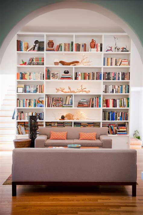 Bookshelves in living room, Living room bookcase, Home ceiling