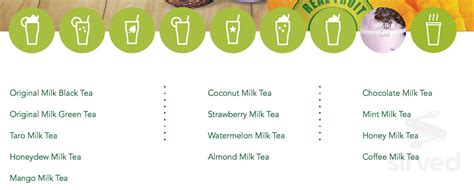 Real Fruit Bubble Tea menu in North York, Ontario, Canada