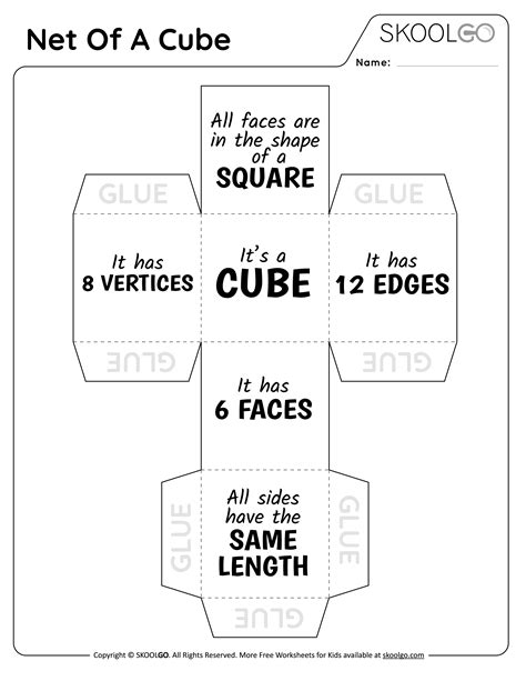 Net Of A Cube - Free Worksheet - SKOOLGO