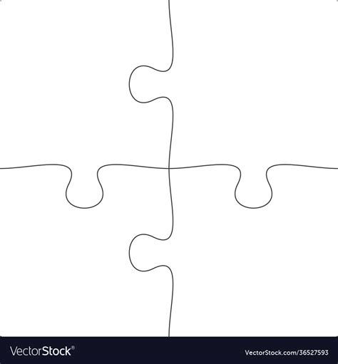 2x2 jigsaw puzzle blank template background light Vector Image