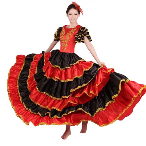 Lolanta Women Red Spanish Flamenco Dress Big Swing Maxi Birthday Party Dresses Belly Dance ...