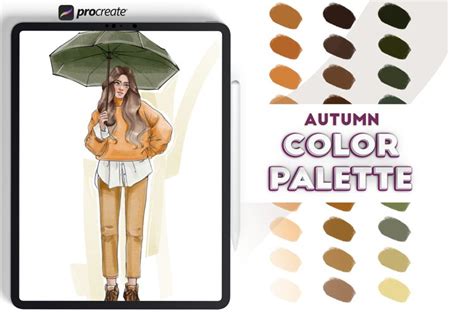 Procreate autumn color swatches. Color palette