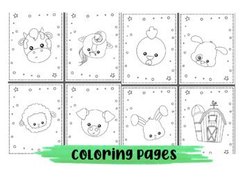 Farm animals faces coloring pages_8 by Kiddie Resources | TPT