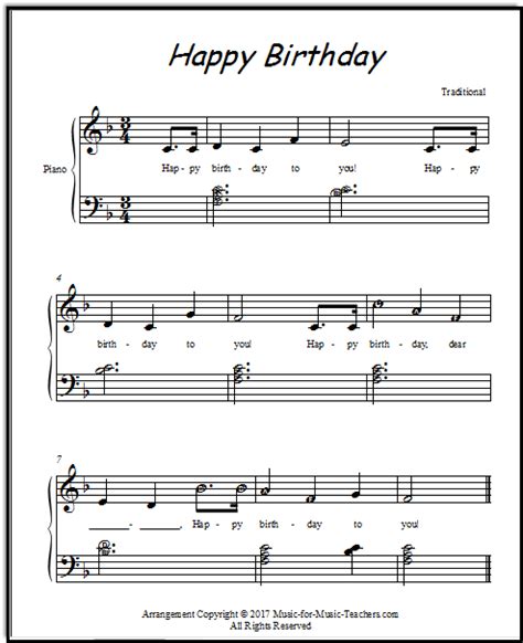 happy birthday piano sheet music - Paperblog