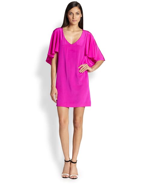 Milly Bella Silk Dress in Pink (SHOCKING PINK) | Lyst