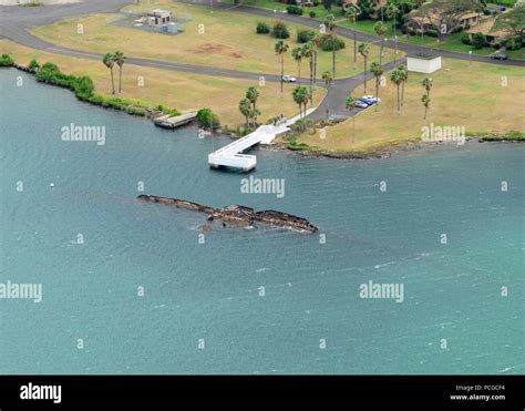 PEARL HARBOR (March 8, 2016) An aerial view of the USS Utah Memorial at ...