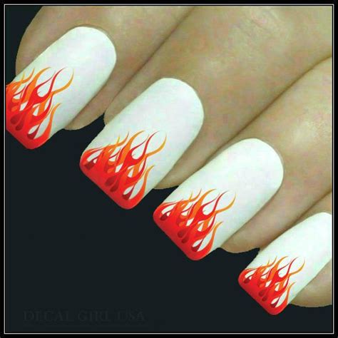 Nail Decal Flame Nail Art 20 Water Slide Decals Fingernail Decals Nail ...